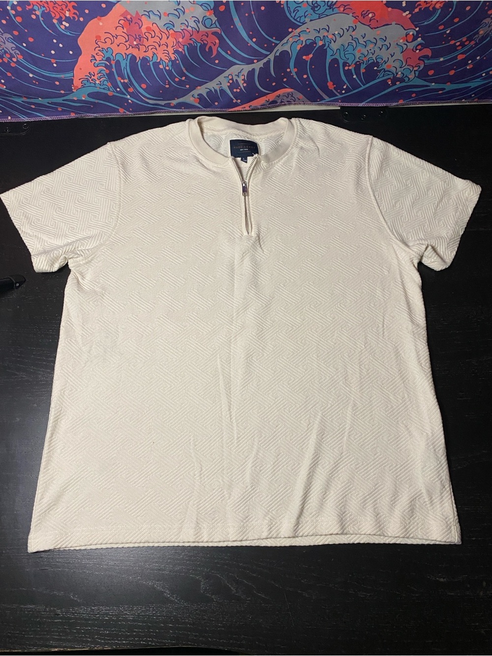 Men's Cream Short-Sleeve Zip-Neck Polo